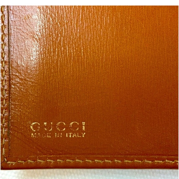 AUTHENTIC GUCCI EC Tan Leather Horseshoe Long Wallet w/kiss-lock coin compartmen - Picture 5 of 13